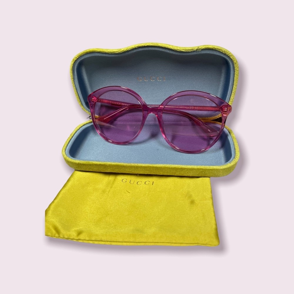 Gucci Oversized GG0257s Round frame pink sunglasses